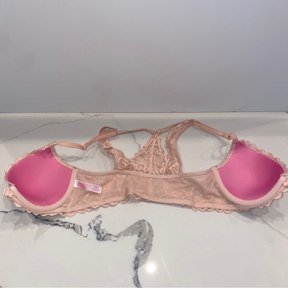 PINK Victoria's Secret Date Lightly Lined Front Clasp Racerback Bra 32C - Picture 3 of 6